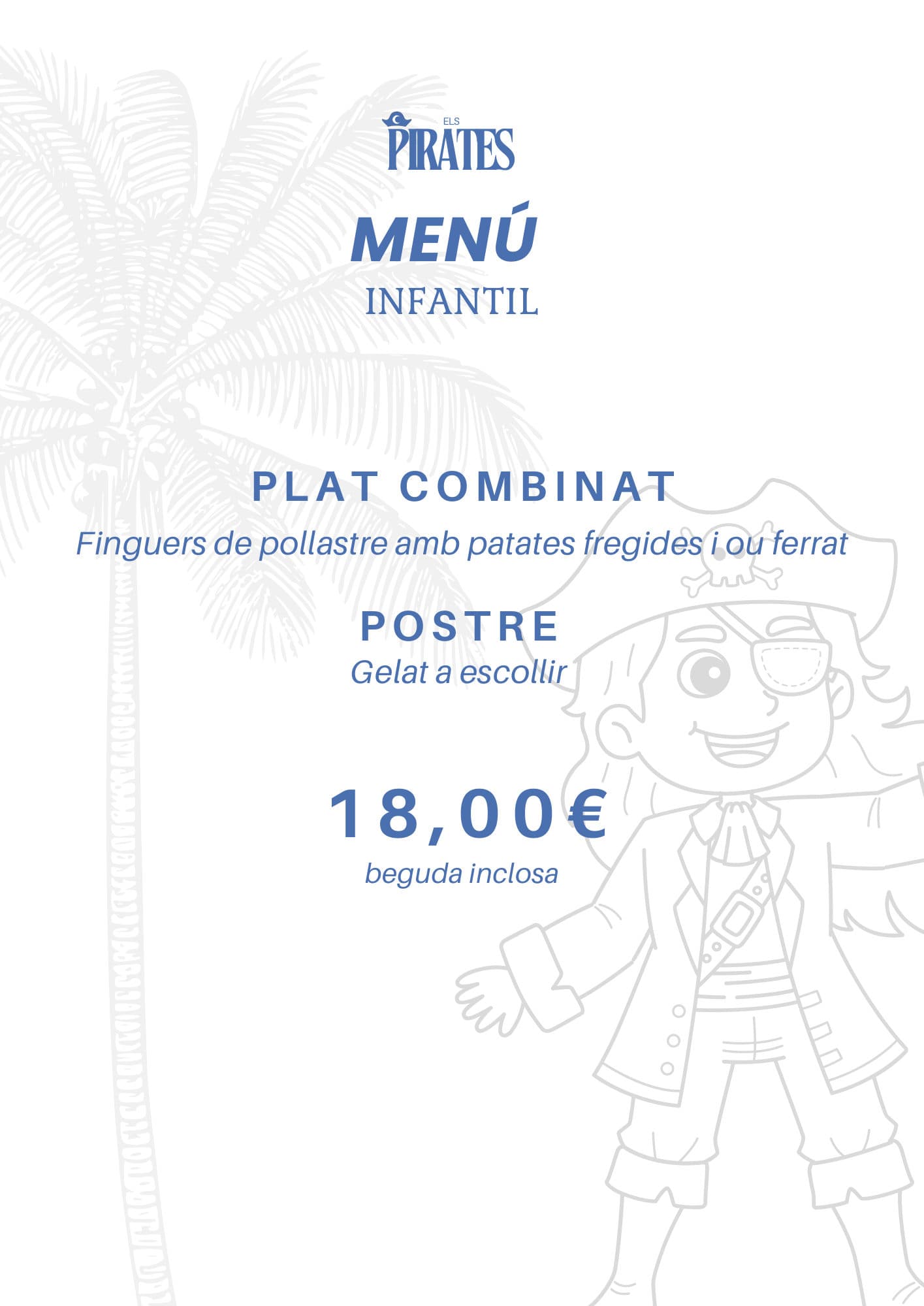 Menú de grupos de Els Pirates 2026, página 3: menú infantil: plato combinado y helado